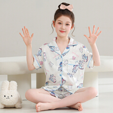 批发黛琳芬冰雪丝三件套儿童睡衣套装12-XL码三件套男女童家居服228
