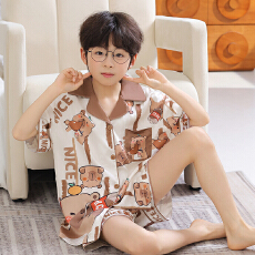 批发[黛琳芬]冰雪丝三件套儿童睡衣套装12-XL码三件套男女童家居服228