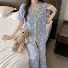 批发[黛琳芬]云朵棉女士家居服韩系印花新款贝壳纹<b class='q'>睡衣</b>女两件套批发