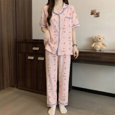 批发黛琳芬云朵棉女士家居服韩系印花新款贝壳纹<b class='q'>睡衣</b>女两件套批发