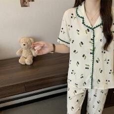 批发黛琳芬云朵棉女士家居服韩系印花新款贝壳纹<b class='q'>睡衣</b>女两件套批发