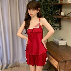 黛琳芬带胸垫冰雪丝女士睡裙法式缎面高级感女士睡衣批发436