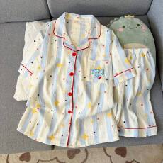 批发[黛琳芬]云朵棉短袖女士<b class='q'>睡衣</b>服夏季韩系印花少女<b class='q'>家居服</b>两件套454