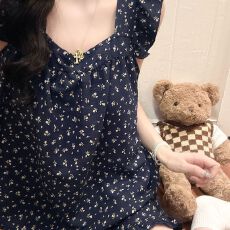 批发[黛琳芬]夏季女士睡衣云朵棉小飞袖甜美可爱少女家居服双短套装