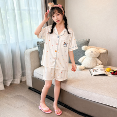 批发黛琳芬12码-XL冰丝儿童睡衣夏天仿真丝<b class='q'>中大</b>童男<b class='q'>女</b><b class='q'>童</b>家居服261