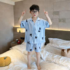 批发黛琳芬12码-XL冰丝儿童睡衣夏天仿真丝<b class='q'>中大</b>童男<b class='q'>女</b><b class='q'>童</b>家居服261