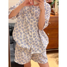 批发[黛琳芬]短袖女士睡衣服夏季新款韩系印花少女ins时尚套装批发457