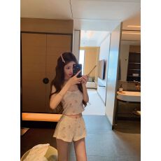 批发[黛琳芬]吊带女士睡衣服夏季新款韩系印花少女ins时尚套装批发457
