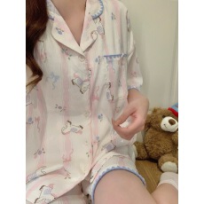 黛琳芬云朵棉贝壳纹短袖女士睡衣韩系少夏季新款印花家居服459