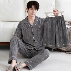 批发[黛琳芬]云朵棉三件套短袖套装男士家居服休闲舒适男睡衣批发462
