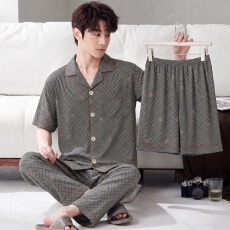 批发[黛琳芬]云朵棉三件套短袖套装男士家居服休闲舒适男睡衣批发462