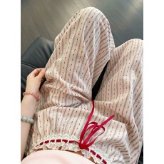 批发黛琳芬格子满印家长裤秋季新款睡衣女宽松慵懒风韩版遛弯裤外穿