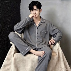 批发[黛琳芬]德容长袖<b class='q'>男士</b><b class='q'>睡衣</b>秋冬季新款印花保暖翻领加大码家居服