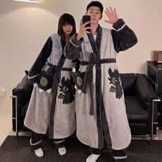 批发黛琳芬6款长毛绒睡袍+裤子袍套女士冬季加绒加厚<b class='q'>男士</b>家居服