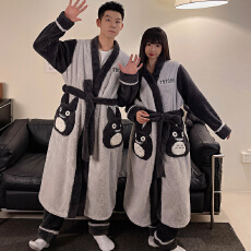 批发黛琳芬6款长毛绒睡袍+裤子袍套女士冬季加绒加厚<b class='q'>男士</b>家居服