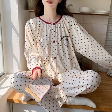 批发黛琳芬德绒长袖女士睡衣套装秋冬季套头韩系保暖家居服外出