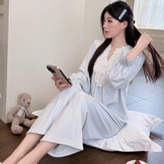 批发黛琳芬海岛绒睡衣女韩版轻奢保暖压花双面绒甜美法式秋冬<b class='q'>家居服</b>