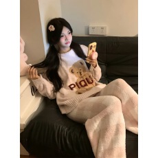 批发黛琳芬多款<b class='q'>珊瑚</b><b class='q'>绒</b>女士<b class='q'>睡衣</b>秋冬季保暖加厚卡通套头法兰<b class='q'>绒</b>家居服
