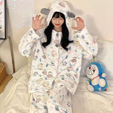 批发[黛琳芬]加厚保暖珊瑚绒长袖长裤有女士睡衣套装法兰绒