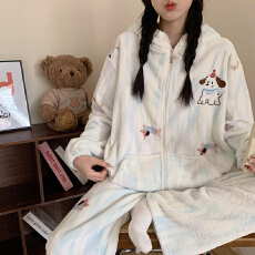 批发黛琳芬加厚保暖珊瑚绒长袖长裤有女士睡衣套装法兰绒