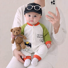批发59-90码春秋冬季儿童<b class='q'>睡衣</b>婴童哈衣不倒绒直开哈衣外穿(公仔款）
