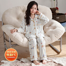 8-L码小中大童儿童睡衣秋冬季德绒女童花边保暖套装家居服