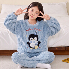 批发8-XXL码儿童睡衣提花绒加厚男<b class='q'>女</b>童<b class='q'>长</b><b class='q'>袖</b>长裤保暖家居服