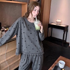 批发黛琳芬德绒套头款睡衣女秋冬季少女时尚保暖韩系风家居<b class='q'>服</b>两件套
