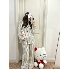 批发[黛琳芬]德绒开衫款睡衣女秋冬季少女时尚保暖韩系风家居服两件套