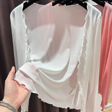 批发薄款薄纱冰丝防晒开衫女<b class='q'>夏</b>配吊带裙小坎肩高级感防晒披肩网纱罩衫