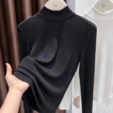 批发软糯针织白色小高领打底衫秋冬气质漂亮<b class='q'>小衫</b><b class='q'>女士</b>立领柔软面膜上衣