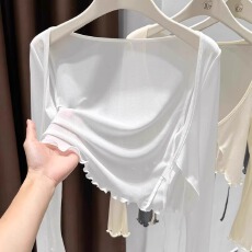 批发网纱短款披肩女夏季防晒开衫配<b class='q'>吊带</b>超低v领收腰薄款微透长袖上衣