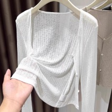 批发冰丝花纱针织防晒开衫女<b class='q'>夏</b>吊带裙外搭披肩薄纱镂空白色空调房罩衫