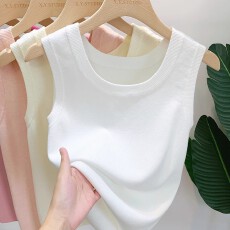 批发白色吊带背心女2025秋新款遮副乳冰丝无袖针织上衣西装内搭