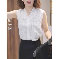 批发白色内搭打底衫女早春2025年新款韩系法式洋气针织衫无袖背心上衣