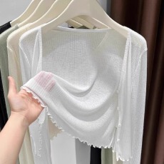 批发冰丝针织防晒衣开衫女2025<b class='q'>夏季</b>薄款配吊带裙的小外搭短款披肩罩衫