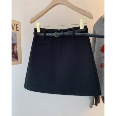 高腰灰色毛呢a字半身裙大码秋冬半裙黑色包臀裙防走光加厚短裙女