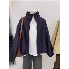 批发立领薄款休闲宽松显瘦拉链防晒外套2025<b class='q'>夏</b>季新款夹克长袖短款上衣