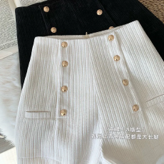 批发雪尼尔<b class='q'>高腰</b>阔腿<b class='q'>短裤</b>女春秋外穿百搭配靴子时尚a字显瘦靴裤潮