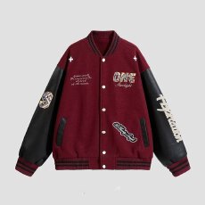 批发美式时尚高级感旗帜棒球服<b class='q'>外套</b>冬季加绒情侣装<b class='q'>休闲</b>宽松上衣夹克