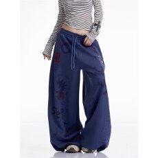 批发2025卫裤女潮牌美式爱心挂饰裤子新款街头运动跳舞阔腿<b class='q'>休闲裤</b>