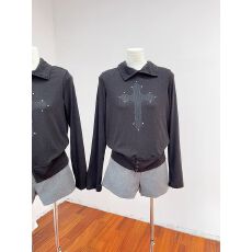 批发【官图 广州雪花羊绒250克】美式高领印花朋克<b class='q'>长袖</b><b class='q'>T</b><b class='q'>恤</b>打底衫女