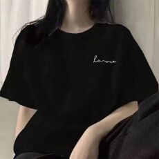 批发100%纯棉新款短袖重磅t恤男女百搭夏季韩式落肩宽松短袖上衣潮牌
