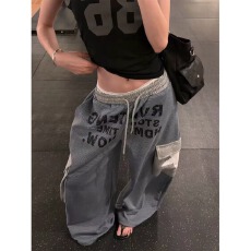 批发春季弯刀阔腿<b class='q'>牛仔裤</b>秋冬新款小个子美式高街阔腿宽松直筒工装裤
