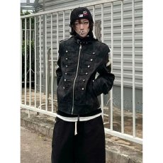 批发2026年春秋季新款十字架排扣设计感<b class='q'>短</b>款皮衣独特黑色皮衣<b class='q'>外套女</b>