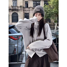 批发HUOHUO老钱风宽松小立领<b class='q'>外套</b>秋季宽松单排扣慵懒风上衣