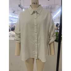 批发纯色衬衫女春秋2025新款衬衣杏色打底长袖上衣