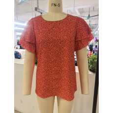 批发韩国东大门橘色娃娃衫上衣女春夏季新款宽松韩版圆领短袖<b class='q'>衬衫</b>