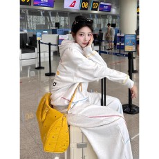 批发纯棉华棉面料 秋冬美式休闲运动服套装女炸街连帽卫衣卫裤两件套