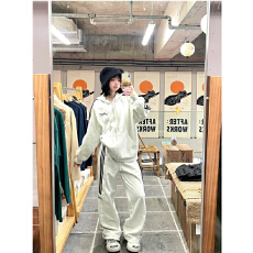 批发纯棉华棉面料 休闲运动套<b class='q'>装</b><b class='q'>女</b>春秋韩版宽松显瘦时尚卫衣裤两件套